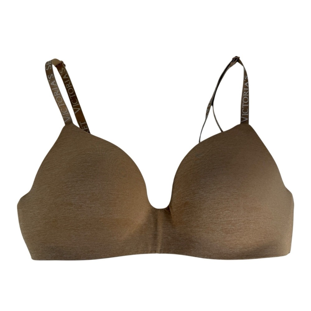 Victoria's Secret 34D‎ No Wire Bra Tan Push Up Padded Lightly Lined Convertible
